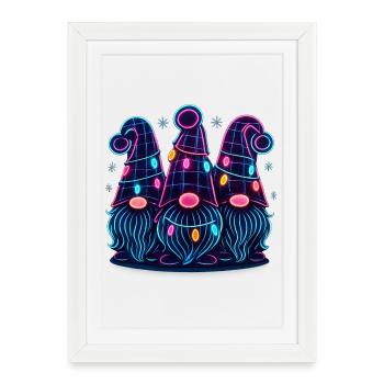 Noël Gnome Famille Assorti Drôle - Affiche encadrée (27 × 37 cm) - blanc - Devant