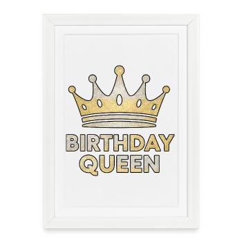 Reine d’anniversaire - Conception de couronne scintillante - Affiche encadrée (27 × 37 cm) - blanc - Devant