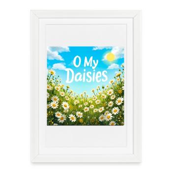 O My Daisies Field Print - Affiche encadrée (27 × 37 cm) - blanc - Devant