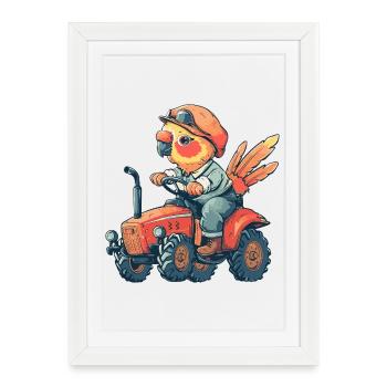 Éleveur de tracteurs perroquets - Affiche encadrée (27 × 37 cm) - blanc - Devant