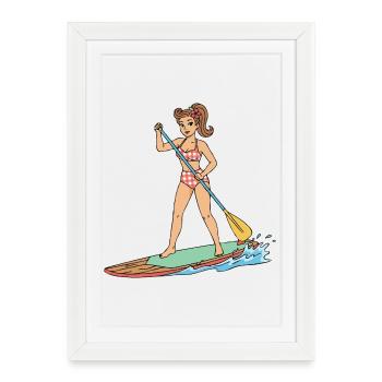 Pin-up girl on Stand-Up Paddleboard - Framed poster (27 × 37 cm) - white - Front