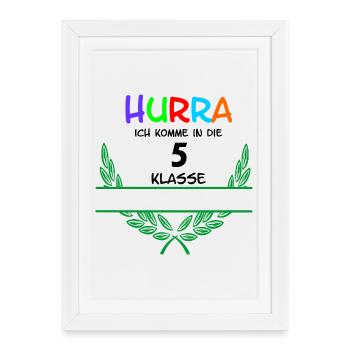 HOURRA ich komme in die 5. Classe - Espace de noms - Affiche encadrée (27 × 37 cm) - blanc - Devant