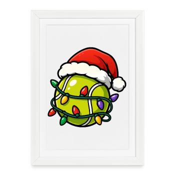 Joueur de tennis de tennis de Noël - Affiche encadrée (27 × 37 cm) - blanc - Devant