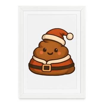 Caca Noël Santa Charmant - Affiche encadrée (27 × 37 cm) - blanc - Devant