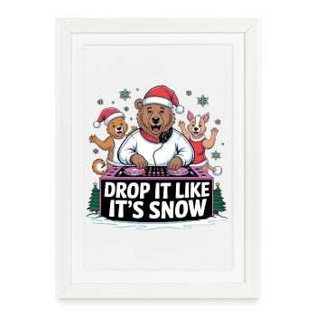 La fête de Noël des DJ Bears - Affiche encadrée (27 × 37 cm) - blanc - Devant
