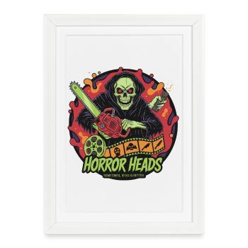 La Faucheuse de Horror Heads avec la tronçonneuse - Affiche encadrée (27 × 37 cm) - blanc - Devant