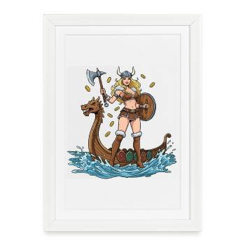 Pin-up des Norway Viking - Affiche encadrée (27 × 37 cm) - blanc - Devant