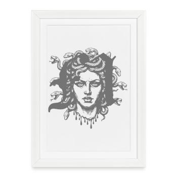 Tête de Méduse avec des serpents - Affiche encadrée (27 × 37 cm) - blanc - Devant