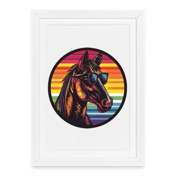 Horse Pony with Sunglasses - Framed poster (27 × 37 cm) - white - Front