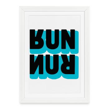 Course à Pied Run Typographie - Affiche encadrée (27 × 37 cm) - blanc - Devant