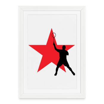 Badminton - Sport - Raquette - Affiche encadrée (27 × 37 cm) - blanc - Devant