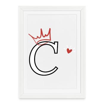 Letter c crown heart - Framed poster (27 × 37 cm) - white - Front