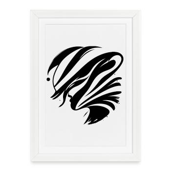 Visage abstrait - Élégant - Affiche encadrée (27 × 37 cm) - blanc - Devant