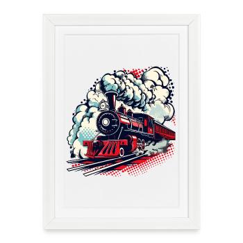 Locomotive à vapeur - Affiche encadrée (27 × 37 cm) - blanc - Devant