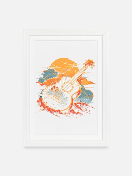 Ukulele Illustration - Indrammet plakat (27 × 37 cm) - hvid