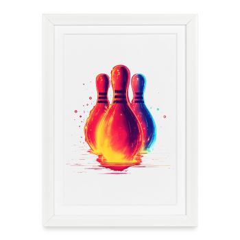 Bowling rétro - Affiche encadrée (27 × 37 cm) - blanc - Devant