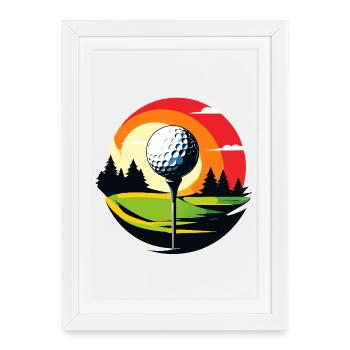Golf Ball Golf Terrain Golf Golf Thème du Golf - Affiche encadrée (27 × 37 cm) - blanc - Devant