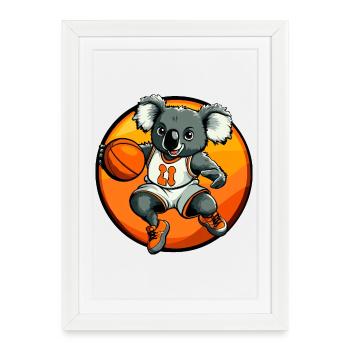 Basketball player Koala - Framed poster (27 × 37 cm) - white - Front