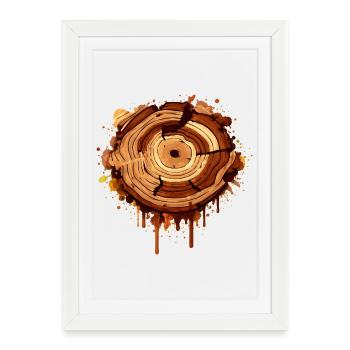 Tree Slice in Graffiti Style with Splashes of Paint - Framed poster (27 × 37 cm) - white - Front