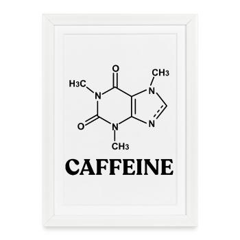 Chimie drôle Café Caféine Molécule Scientis - Affiche encadrée (27 × 37 cm) - blanc - Devant