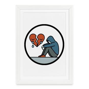 Broken Heart and Loneliness Heartbreak Motif - Framed poster (27 × 37 cm) - white - Front