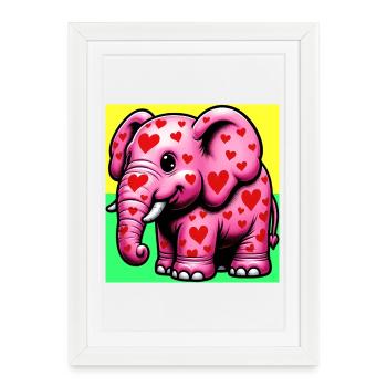 Éléphant au cœur et au cœur - Affiche encadrée (27 × 37 cm) - blanc - Devant