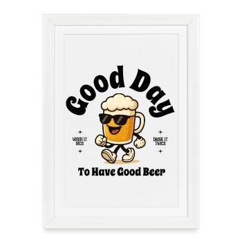 Beer hero in sprint with sunglasses - Framed poster (27 × 37 cm) - white - Front