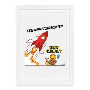 Lebenshaltungskosten_Rakete - Affiche encadrée (27 × 37 cm) - blanc - Devant