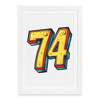 74 Nombre Coloré - Affiche encadrée (27 × 37 cm) - blanc - Devant
