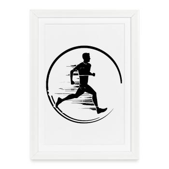Running Marathon Femme Silhouette - Affiche encadrée (27 × 37 cm) - blanc - Devant