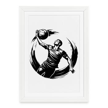 Silhouette de joueuse de volley-ball - Affiche encadrée (27 × 37 cm) - blanc - Devant