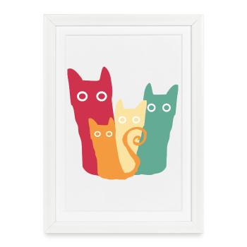 Cats Retro Cat - Framed poster (27 × 37 cm) - white - Front