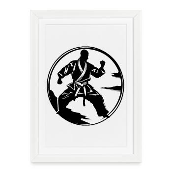 Karate Man Silhouette - Framed poster (27 × 37 cm) - white - Front