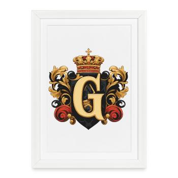 G Lettre Nom Couronne - Affiche encadrée (27 × 37 cm) - blanc - Devant