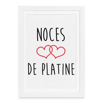 Noces de Platine 70 ans de mariage - Affiche encadrée (27 × 37 cm) - blanc - Devant