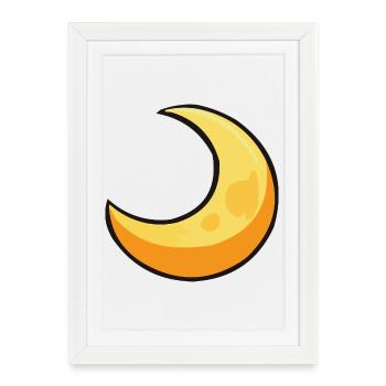Moon in warm yellow - Framed poster (27 × 37 cm) - white - Front