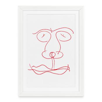 Face de ligne rouge - Affiche encadrée (27 × 37 cm) - blanc - Devant