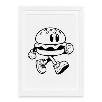 Un burger drôle de course de fast-food - Affiche encadrée (27 × 37 cm) - blanc - Devant