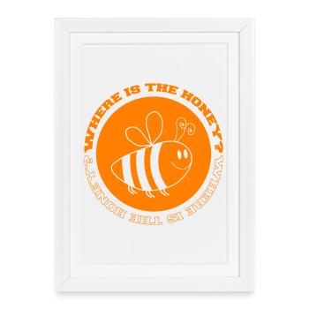 Bee Where is the Honey - Framed poster (27 × 37 cm) - white - Front