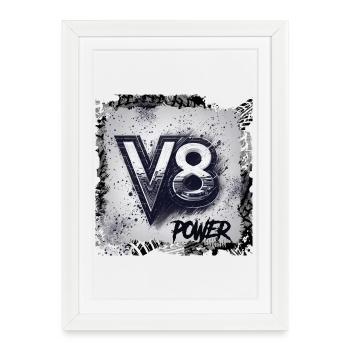 Puissance du V8 - Affiche encadrée (27 × 37 cm) - blanc - Devant