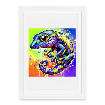 Gecko - Affiche encadrée (27 × 37 cm) - blanc - Devant