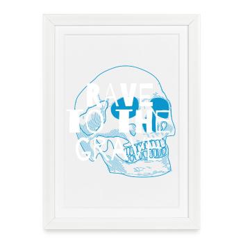 Rave to the Grave Skull Tee - Affiche encadrée (27 × 37 cm) - blanc - Devant