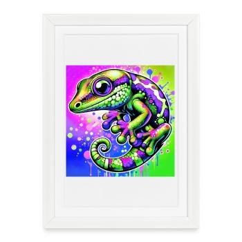 Gecko - Affiche encadrée (27 × 37 cm) - blanc - Devant