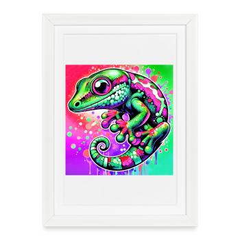 Gecko - Affiche encadrée (27 × 37 cm) - blanc - Devant