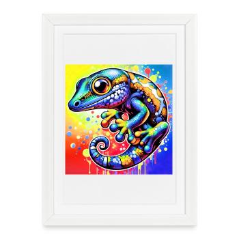 Gecko - Affiche encadrée (27 × 37 cm) - blanc - Devant