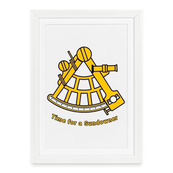 Sextant - Capitaine de navigation naviguant en mer au large - Affiche encadrée (27 × 37 cm) - blanc - Devant