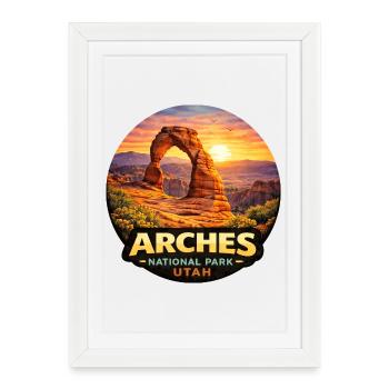 Parc national des Arches, Utah Delicate Arch - Affiche encadrée (27 × 37 cm) - blanc - Devant