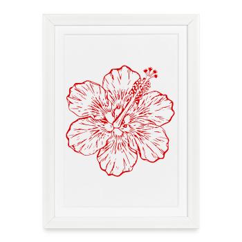 Cadeau de Noël de fleurs d’hibiscus hawaïen, fleurs d’hibiscus - Affiche encadrée (27 × 37 cm) - blanc - Devant