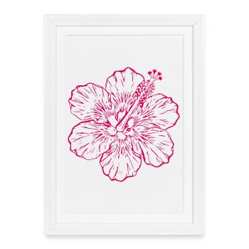 Cadeau de Noël de fleurs d’hibiscus hawaïen, fleurs d’hibiscus - Affiche encadrée (27 × 37 cm) - blanc - Devant