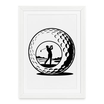 Balle de golf - Affiche encadrée (27 × 37 cm) - blanc - Devant
